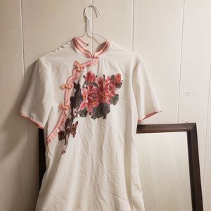 Vintage Floral Pink Kimono Dress